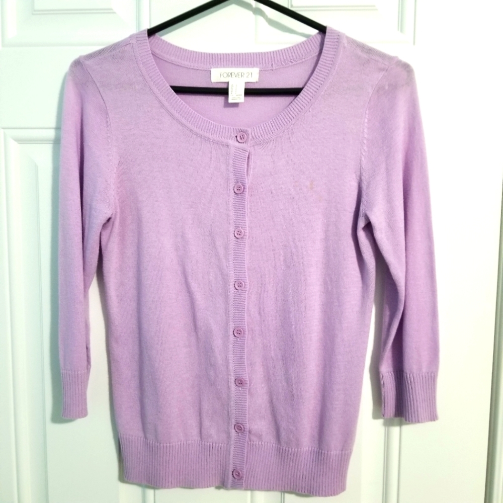 Cardigan, Light Mauve Cropped Cardigan